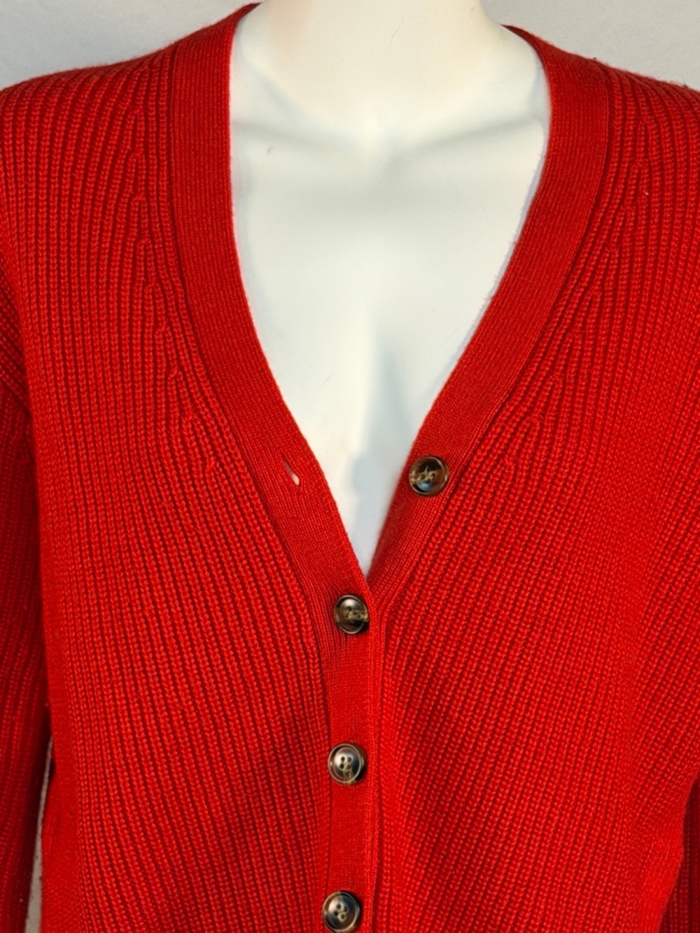 Lilla P Red Ribbed V-Neck Button Cardigan - Picture 3 of 10